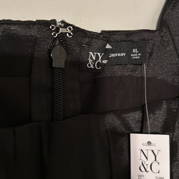 NWT Sz XL New York & Co lined black taffeta corset midi dress with seaming. - Picture 4 of 9